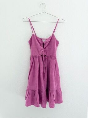 ROXY Magenta Tie-Front Cotton Sundress Size Small